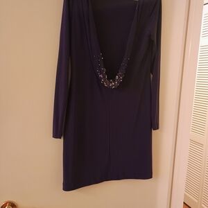 Marchesa Deep Purple Backless Dress with Sparkling Details